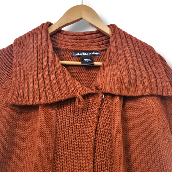 🌿United States Sweaters Women's Med Pumpkin Orange Short Sleeve Knit Cardigan - Picture 7 of 15